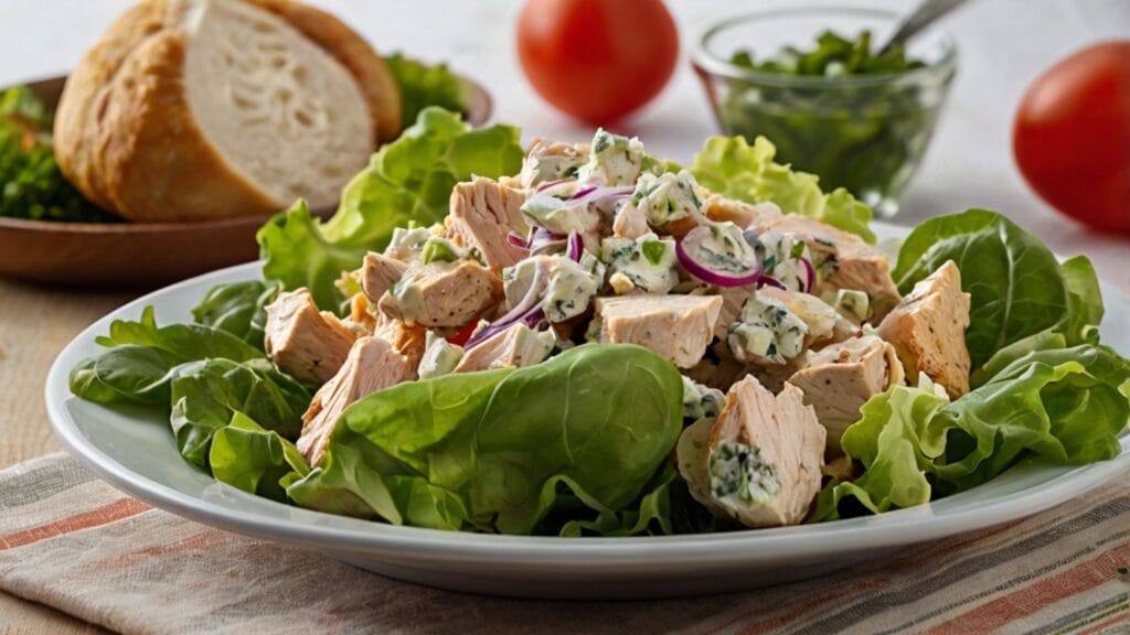 What to serve with chicken salad: crackers and fresh herbs