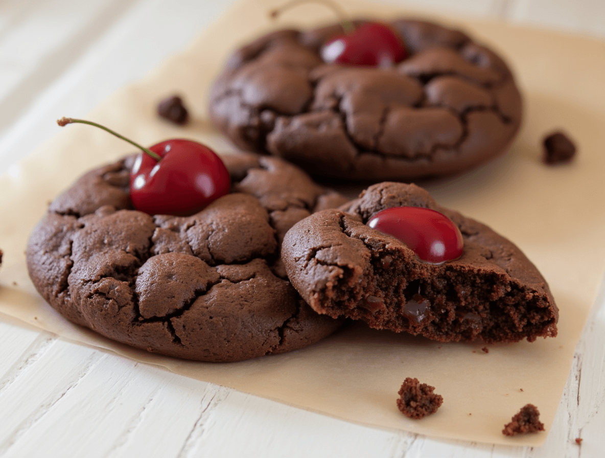 Chocolate and cherry cookies